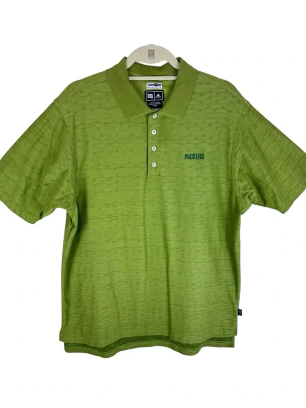 Adidas Climalite Mercerized Green Packers Short Sleeve Polo Shirt Sporty Men's M